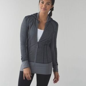 Lululemon Daily Practice Gray Herringbone Zip Up Athletic Jacket Women's Size 4